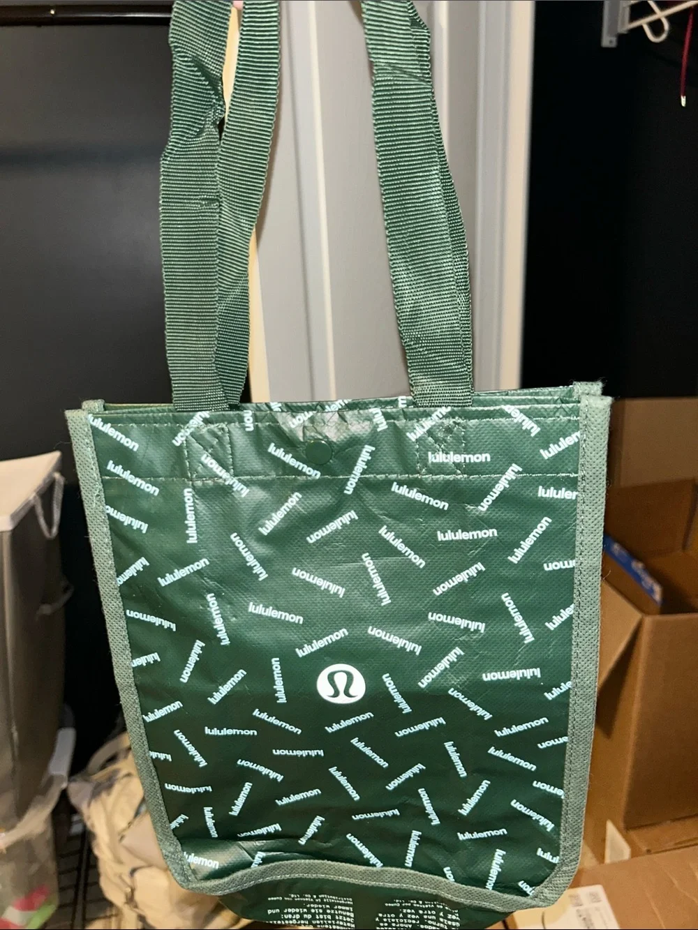 lululemon Dark Green Logo Tote Bag with White Print